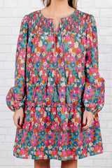 Sky Blue Plus Size Floral Print Shirred Ruffle Tiered Mini Dress Plus Size Mini Dresses JT's Designer Fashion