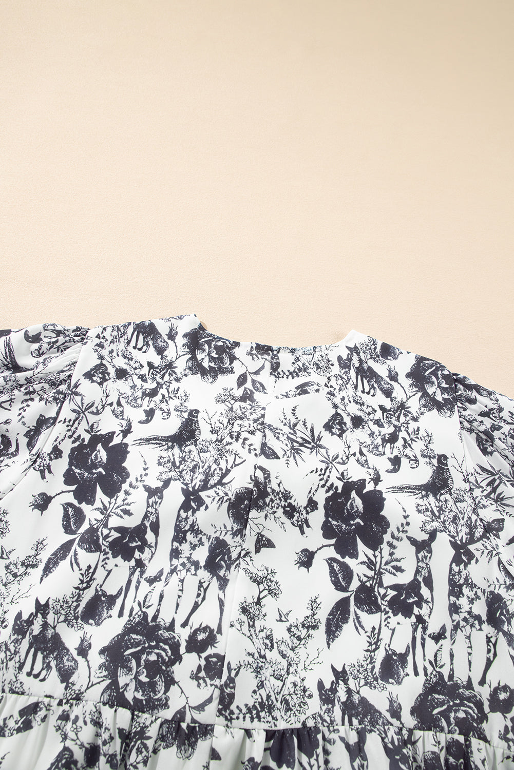 Black Floral Print Bow Detail Puff Sleeve Plus Size Midi Dress Plus Size Midi Dresses JT's Designer Fashion