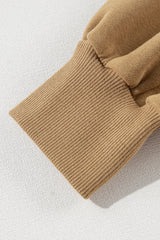 Camel Solid Fleece Lined Drop Shoulder High Low Sweatshirt Sweatshirts & Hoodies JT's Designer Fashion