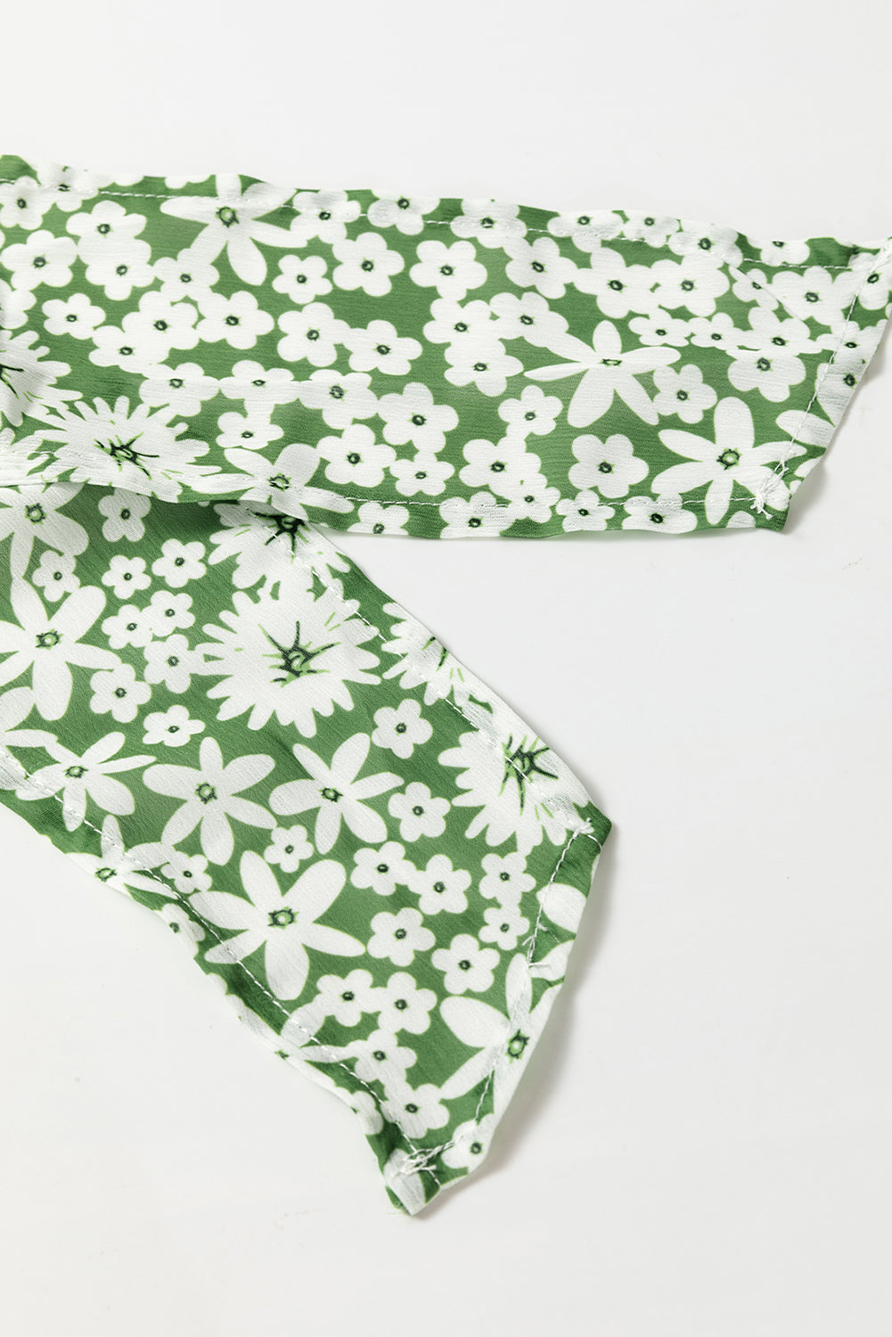 Green Floral Print Square Neck Shirred Waist Tiered Ruffled Mini Dress Floral Dresses JT's Designer Fashion
