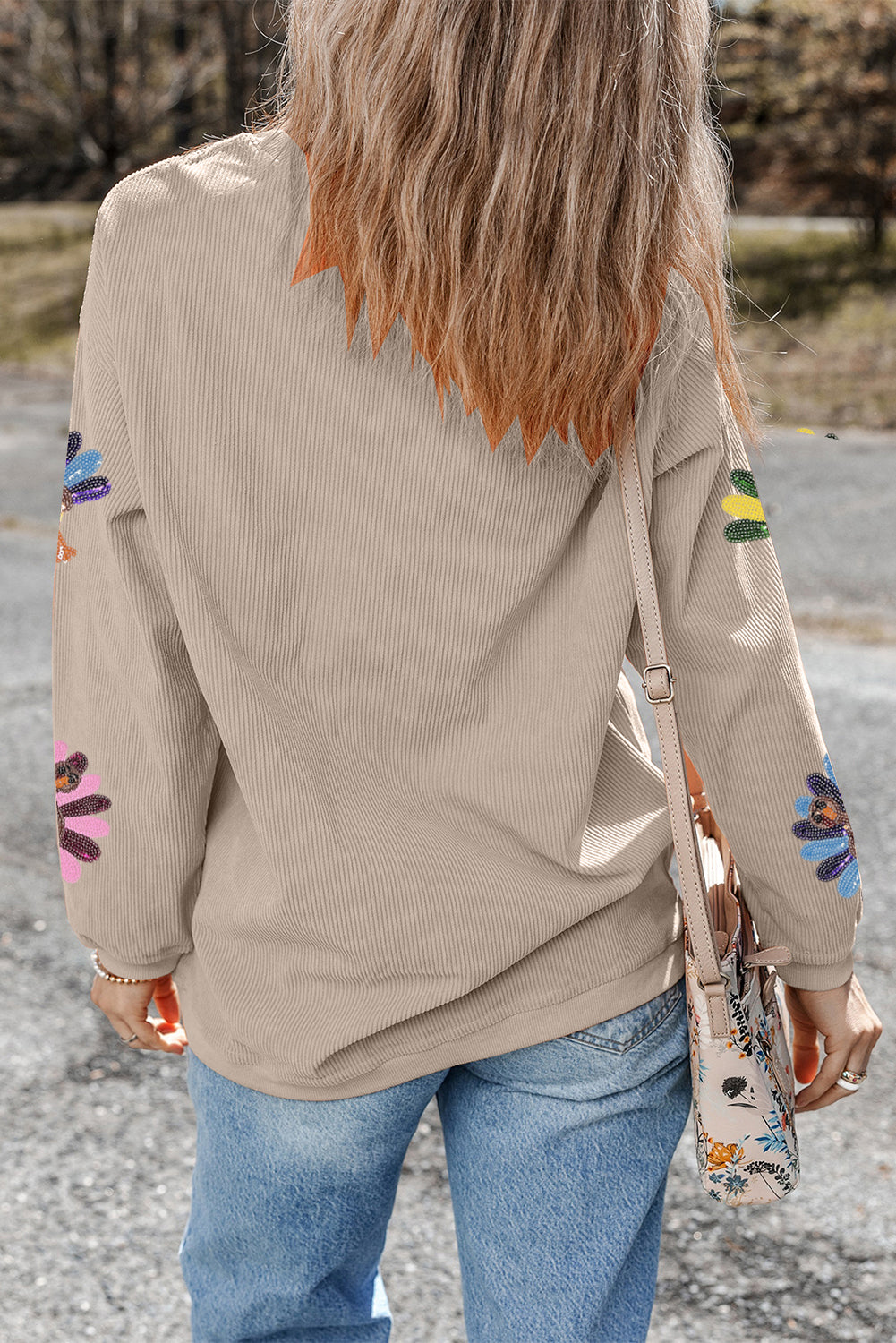 Smoke Gray Turkey Graphic Corded Baggy Sweatshirt Graphic Sweatshirts JT's Designer Fashion