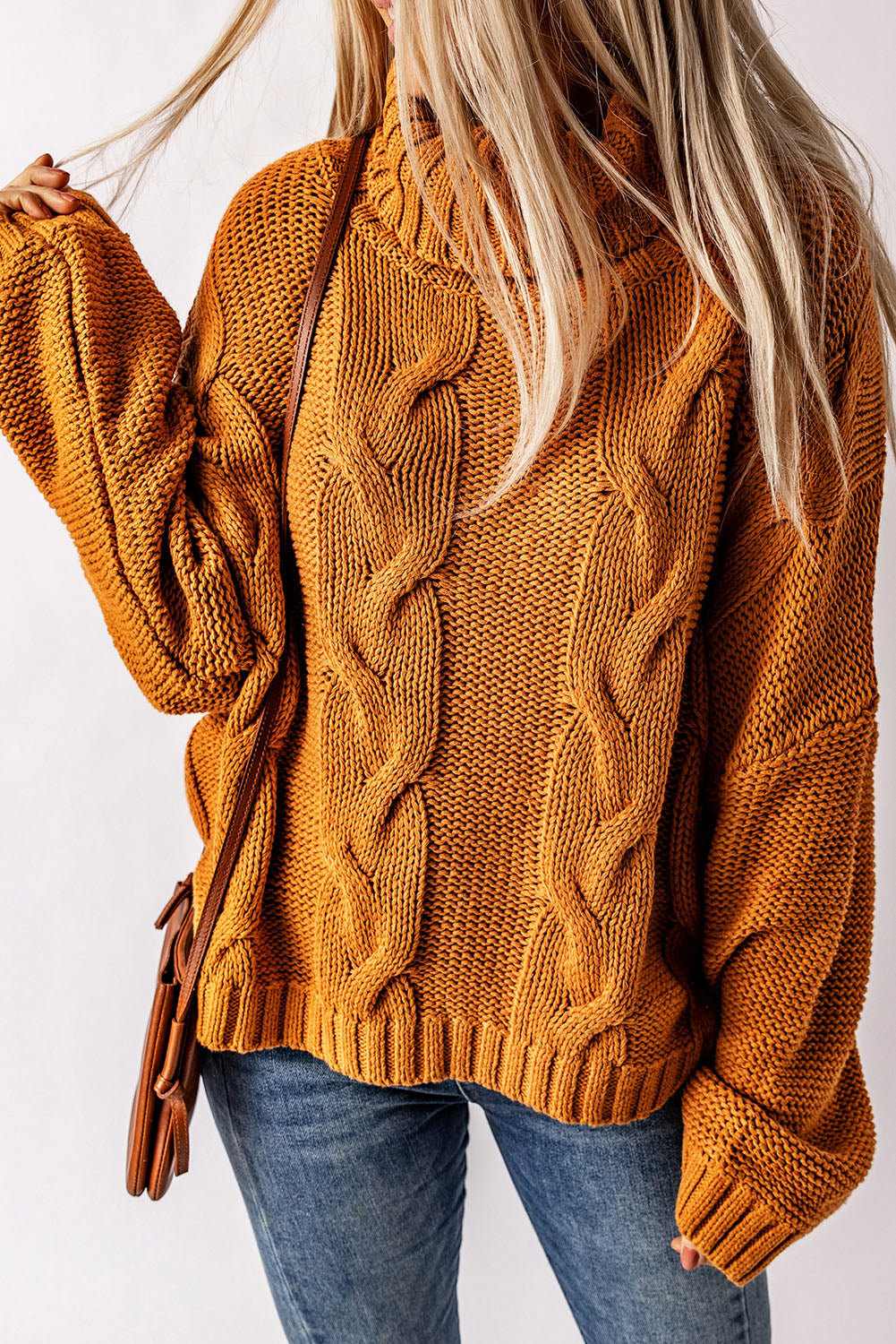 Cuddle Weather Cable Knit Handmade Turtleneck Sweater Sweaters & Cardigans JT's Designer Fashion