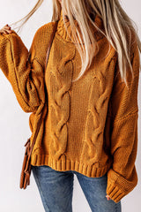 Cuddle Weather Cable Knit Handmade Turtleneck Sweater Sweaters & Cardigans JT's Designer Fashion