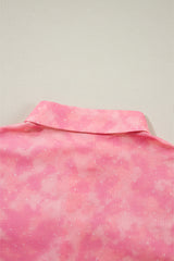 Apricot Pink Mineral Wash Sequin Patchwork Flap Pocket Shacket Jackets JT's Designer Fashion