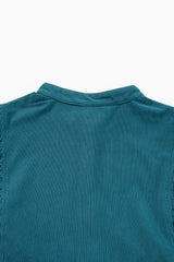 Blue Corduroy Snap Buttons Empire Waist Bracelet Sleeve Dress Mini Dresses JT's Designer Fashion