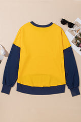 Yellow Color Block Thumbhole Sleeve Drop Shoulder Sweatshirt Sweatshirts & Hoodies JT's Designer Fashion
