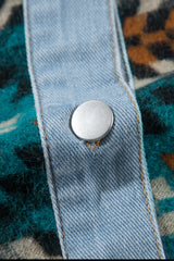 Blue Aztec Printed Denim Jacket Denim Jackets JT's Designer Fashion