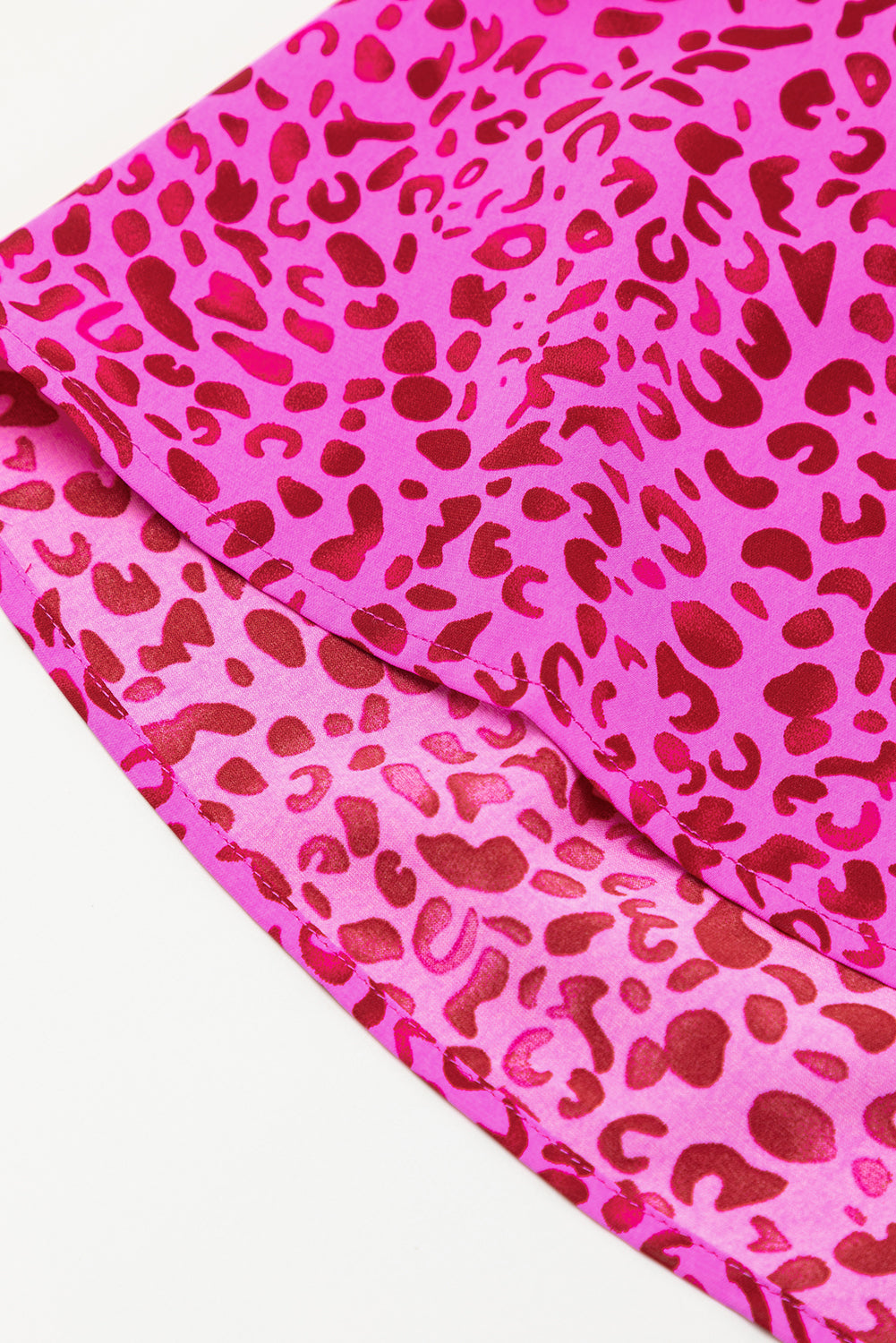 Rose Red Leopard Print Ruffled Trim Tiered Long Dress Maxi Dresses JT's Designer Fashion
