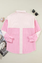 Delicacy Two-tone Color Exposed Seam Corduroy Shacket Jackets JT's Designer Fashion
