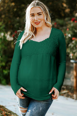 Green Lace Crochet V Neck Long Sleeve Top Long Sleeve Tops JT's Designer Fashion