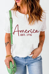 White America EST.1776 Embroidered Graphic Tee Graphic Tees JT's Designer Fashion