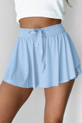 Sky Blue Drawstring High Waist Lined Tennis Skorts Skirts & Petticoat JT's Designer Fashion