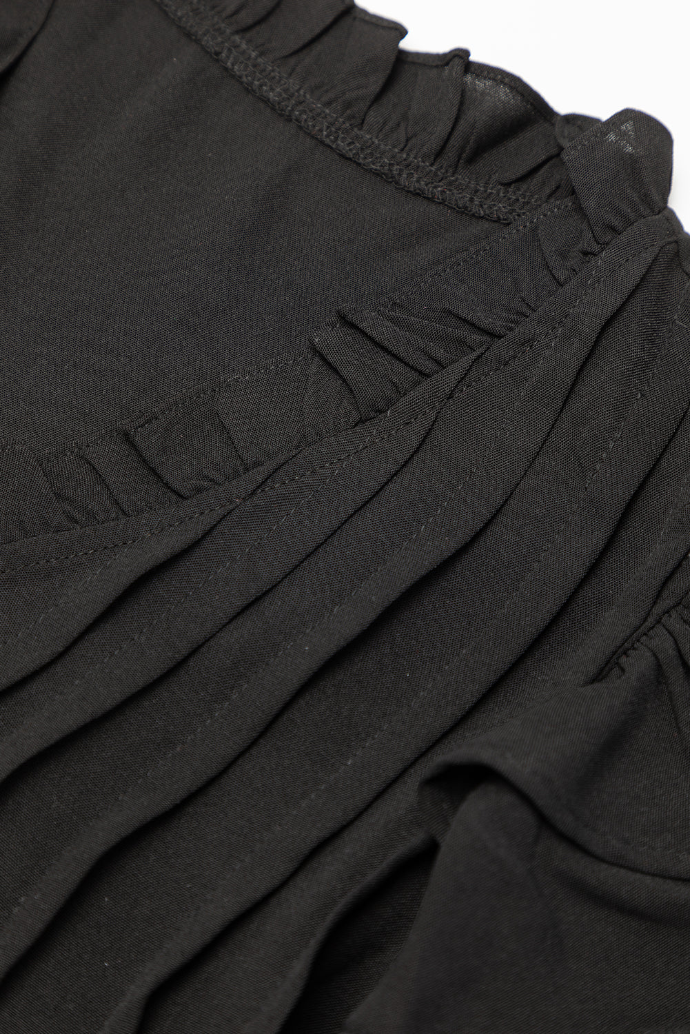 Black Ruffle Sleeve V Neck Frilled Shift Dress Mini Dresses JT's Designer Fashion