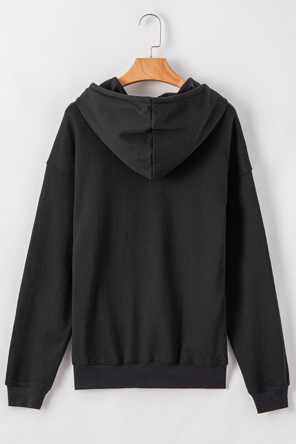 Black Fleece Lined Kangaroo Pocket Drawstring Chunky Hoodie Sweatshirts & Hoodies JT's Designer Fashion