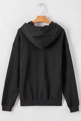 Black Fleece Lined Kangaroo Pocket Drawstring Chunky Hoodie Sweatshirts & Hoodies JT's Designer Fashion
