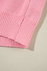 Peach Blossom Flower Detail Knitted Notched Neck Sweater Sweaters JT's Designer Fashion