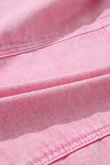 Pink Rivet Studded Pocketed Denim Jacket Denim Jackets JT's Designer Fashion