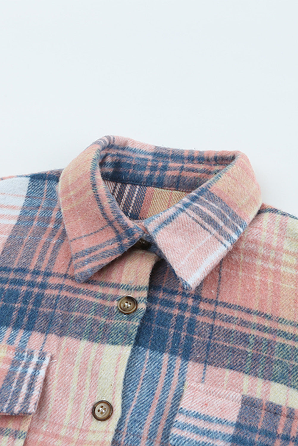 Pink Plaid Flap Pockets Shacket Plaid Shackets JT's Designer Fashion