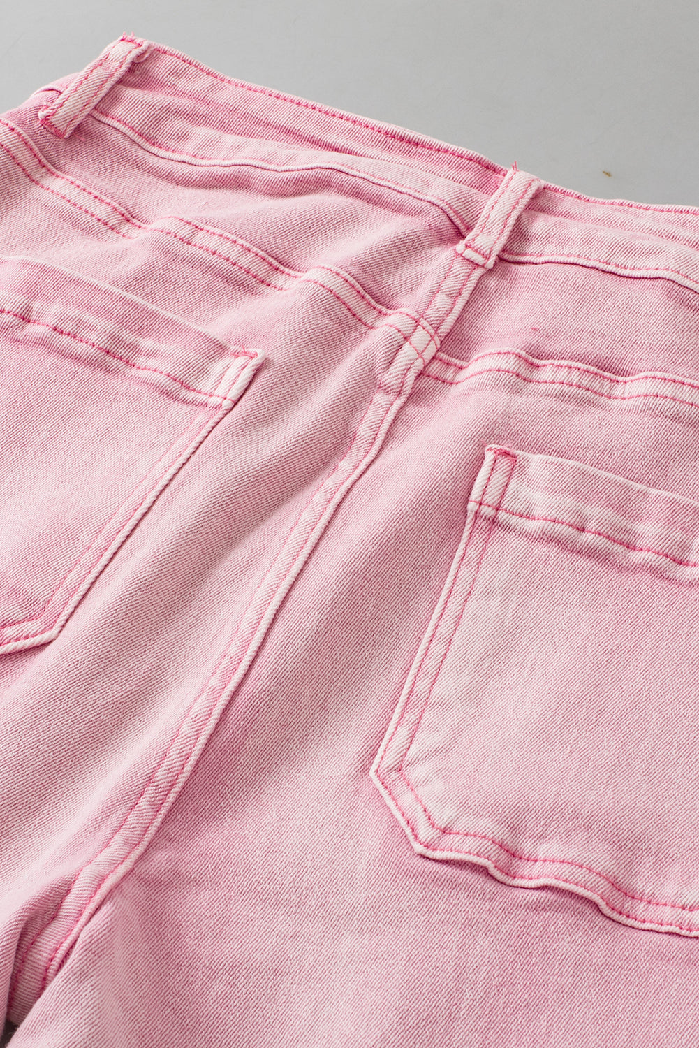 Apricot Pink Multi Buttons Raw Edge Crop Jeans Jeans JT's Designer Fashion