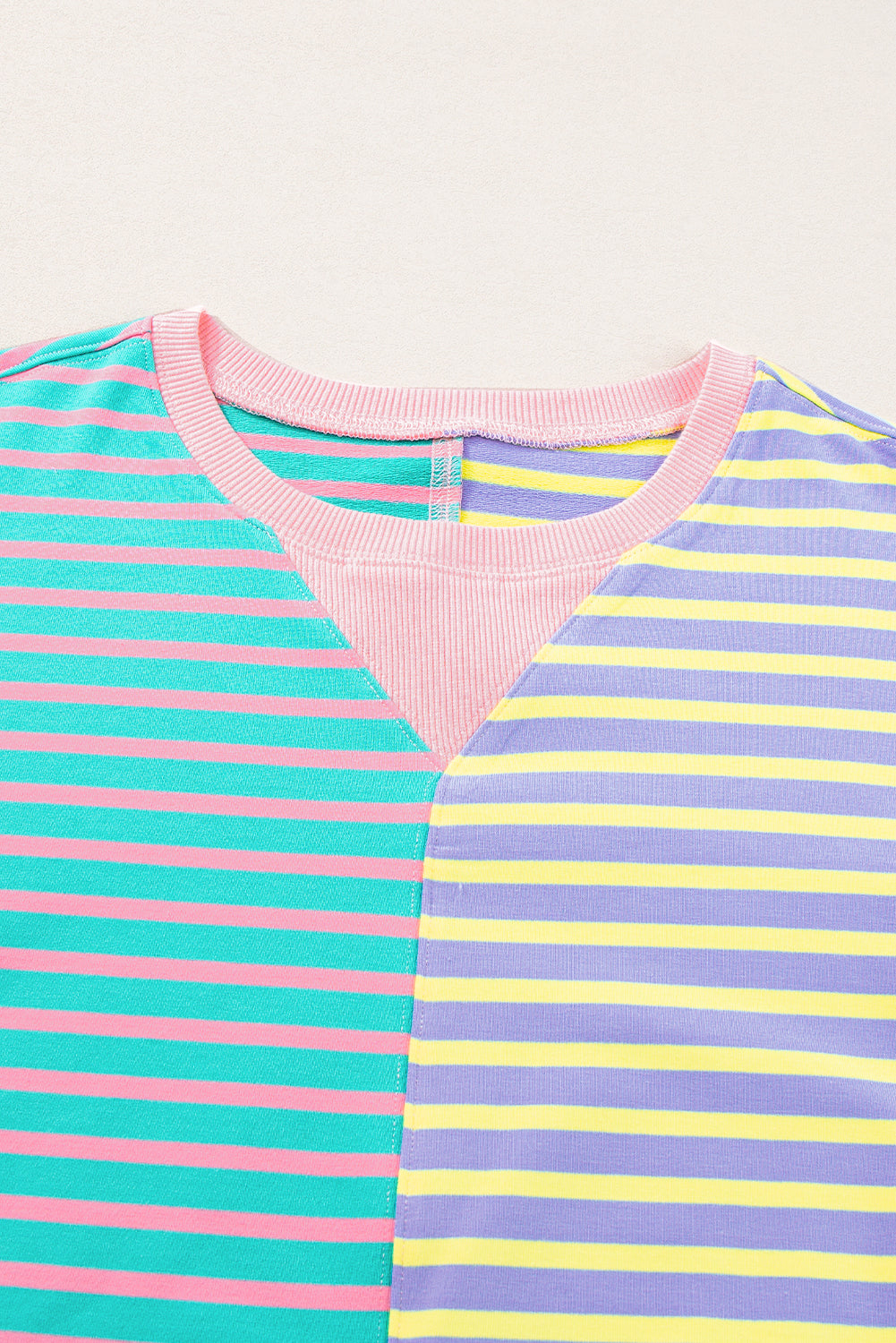 Casual Stripe Colorblock Drop Shoulder Oversize Sweatshirt Sweatshirts & Hoodies JT's Designer Fashion