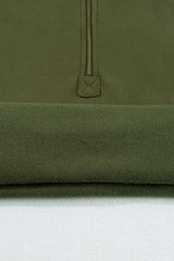 Moss Green Fleece Lined Half Zipper Kangaroo Pockets Loose Hoodie Sweatshirts & Hoodies JT's Designer Fashion