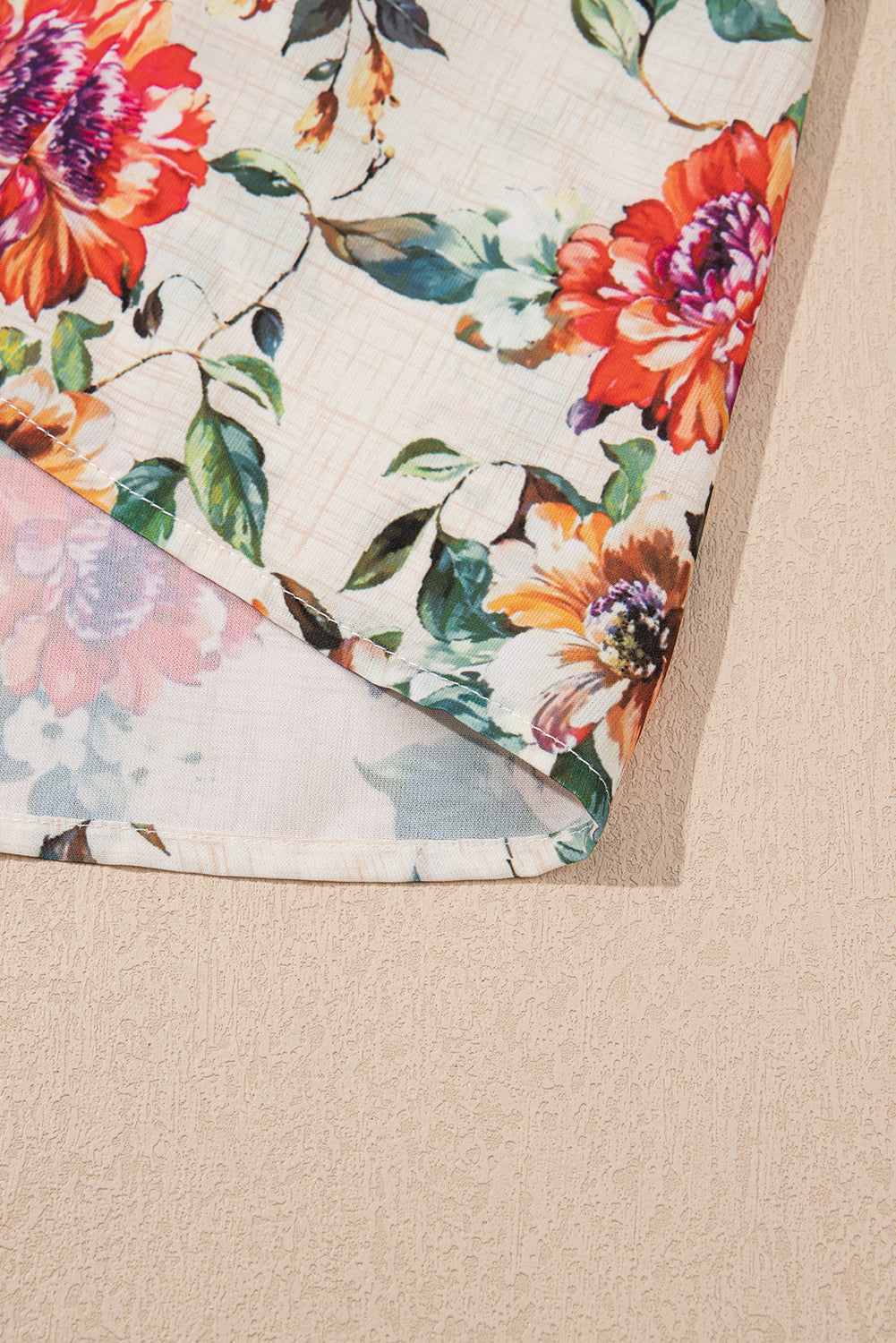 Rose Floral Mixed Pattern Ruffle Flutter Sleeve Buttoned Dress Floral Dresses JT's Designer Fashion