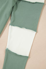 Mint Green Ribbed Colorblock Patchwork Raglan Long Sleeve Top Long Sleeve Tops JT's Designer Fashion