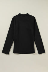 Black Mock Neck Thermal Lined Long Sleeve Tee Long Sleeve Tops JT's Designer Fashion