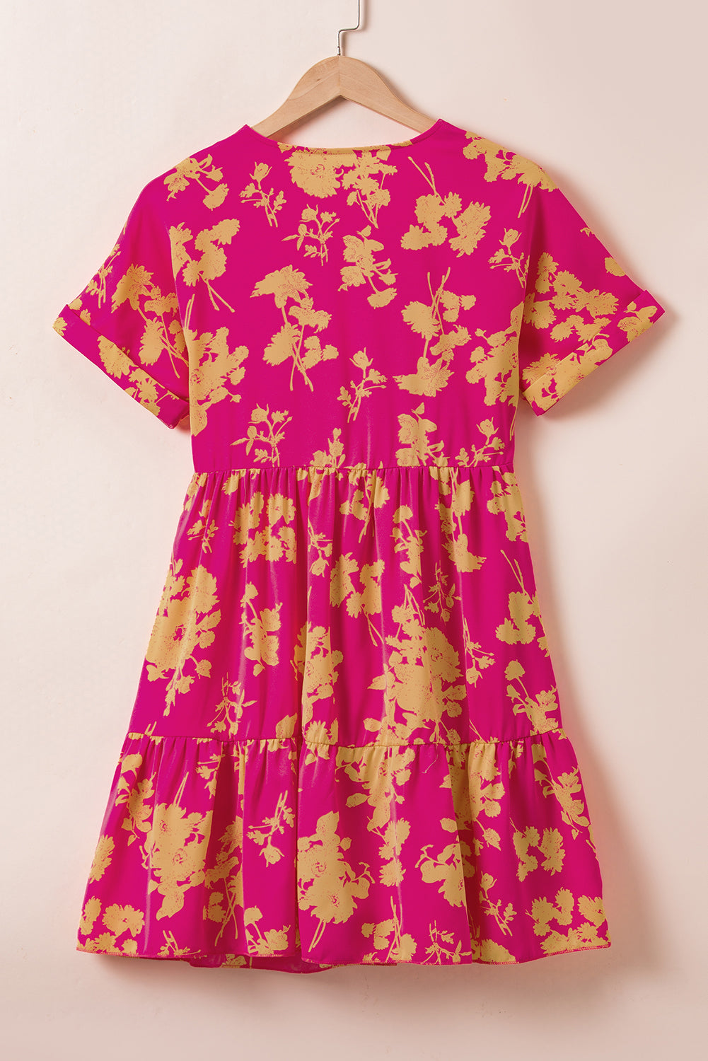 Rose Floral Print Batwing Sleeve Smock Dress Floral Dresses JT's Designer Fashion