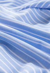 Sky Blue Striped Bowknot Detail Puffy Sleeve Top and Shorts 2Pcs Set Short Sets JT's Designer Fashion