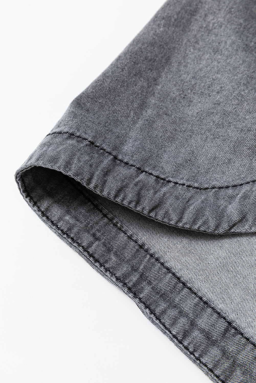 Medium Grey Mineral Wash Patched Pocket Split Denim Jacket Denim Jackets JT's Designer Fashion