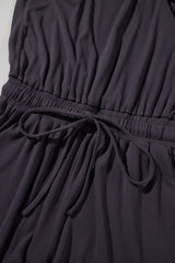 Bristol Black Knit Open Back Cap Sleeve Drawstring Romper Jumpsuits & Rompers JT's Designer Fashion