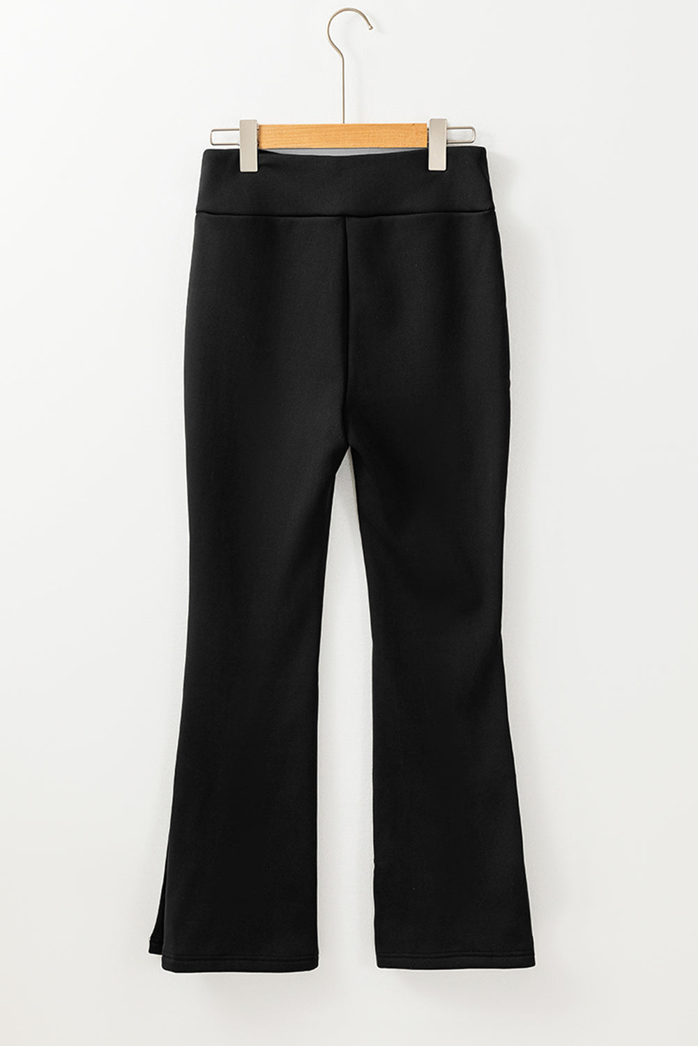 Black Thermal Lined Split Flare Leg Pants Pants & Culotte JT's Designer Fashion