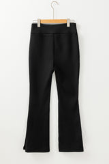 Black Thermal Lined Split Flare Leg Pants Pants & Culotte JT's Designer Fashion