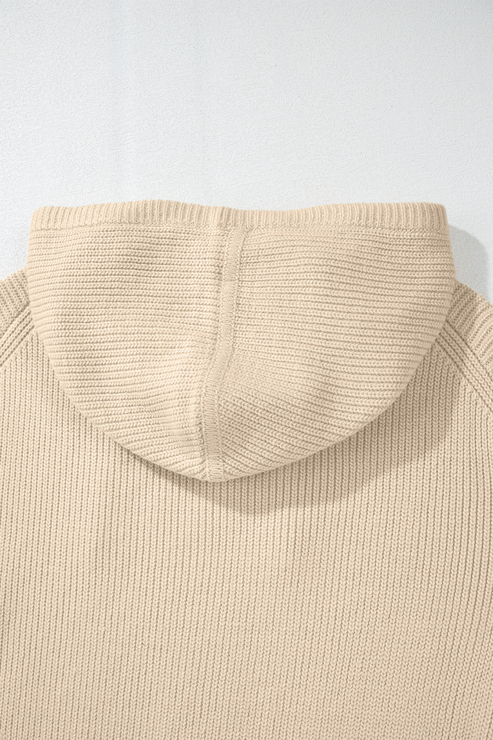 Beige Solid Color Drawstring Hooded Drop Shoulder Pullover Sweater Sweaters JT's Designer Fashion