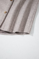 Light Grey Turn Down Collar Flap Pockets Buttoned Shacket Jackets JT's Designer Fashion