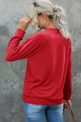 Red Solid Round Neck Raglan Sleeve Sweatshirt Sweatshirts & Hoodies JT's Designer Fashion