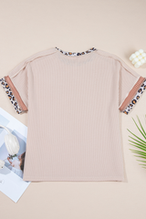 Jet Stream Sequin Rodeo Patch Twisted Rib Colorblock Leopard Trim T Shirt Graphic Tees JT's Designer Fashion
