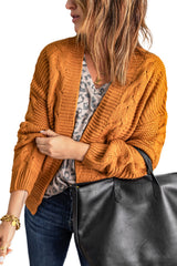 Khaki Chunky Wide Long Sleeve Knit Cardigan Sweaters & Cardigans JT's Designer Fashion
