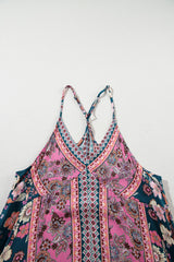 Pink Bohemian Floral Patchwork Print Long Sundress Floral Dresses JT's Designer Fashion