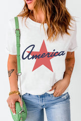 Star Round Neck Short Sleeve T-Shirt Graphic Tees JT's Designer Fashion