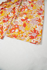 Orange Floral V Neck Wide Leg Sleeveless Jumpsuit Jumpsuits & Rompers JT's Designer Fashion