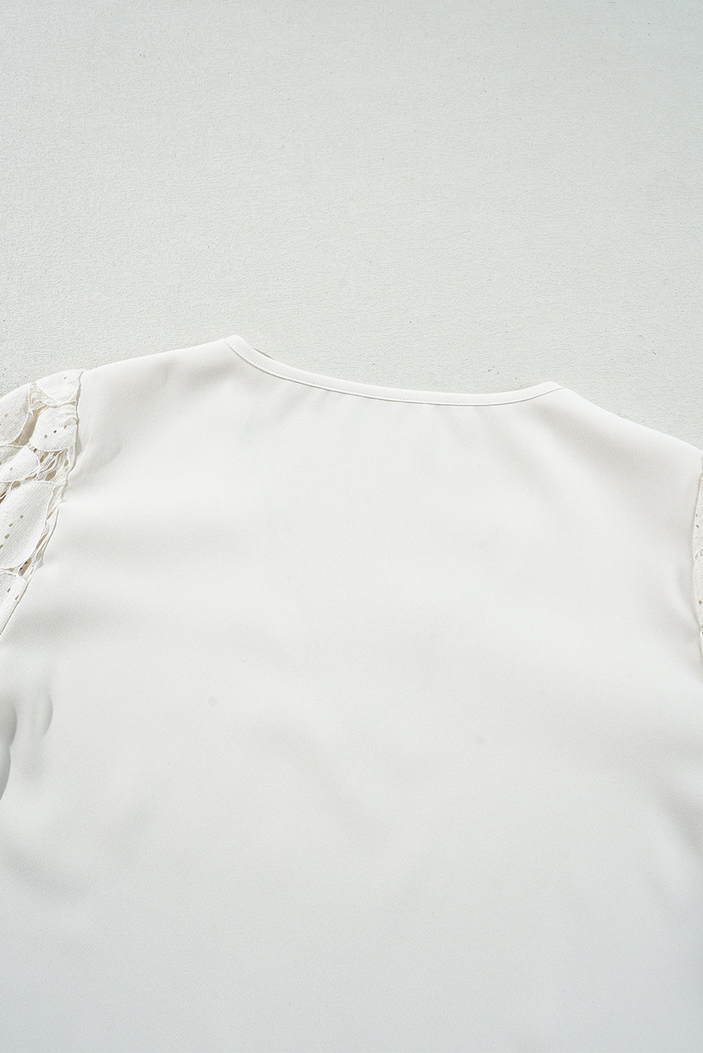 White Scalloped V Neckline Lace Hollowed Lantern Sleeve Blouse Blouses & Shirts JT's Designer Fashion