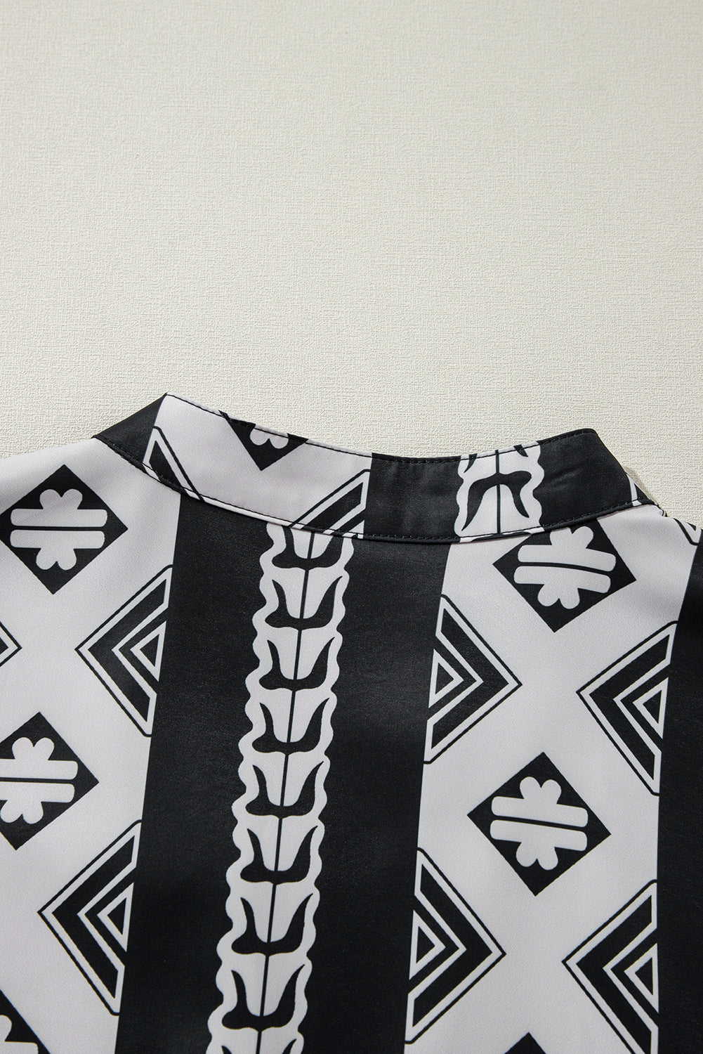 Black Geometric Print V Neck Ruffled Dress Mini Dresses JT's Designer Fashion