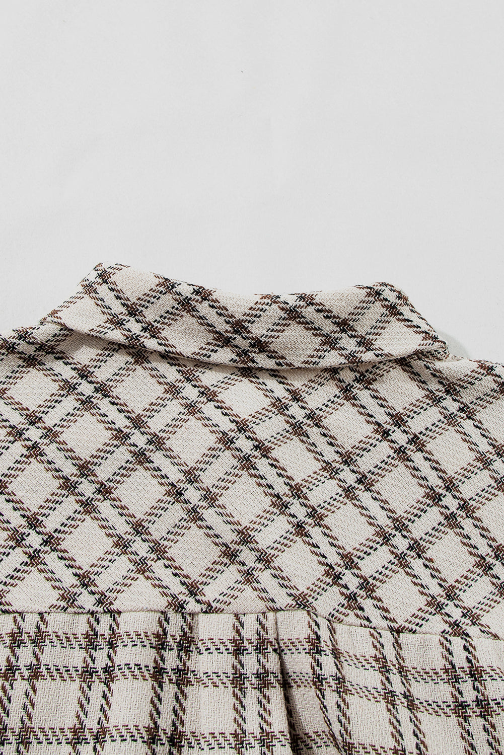 White Stripe Plus Size Plaid Buttoned Raw Hem Tunic Shirt Dress Plus Size Midi Dresses JT's Designer Fashion