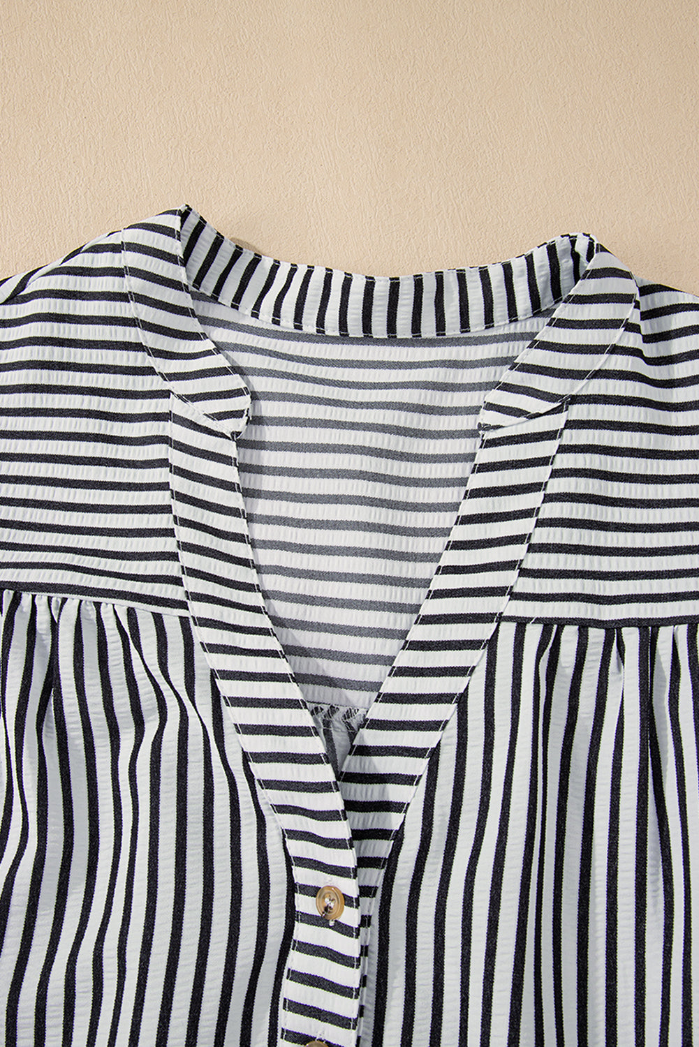 Black Stripe Short Sleeve Buttoned V Neck Pocketed Plus Size Mini Dress Plus Size Mini Dresses JT's Designer Fashion