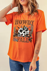 Orange HOWDY FALL Western Pumpkin Graphic T Shirt Graphic Tees JT's Designer Fashion