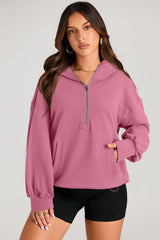 Valerian Solid Kangaroo Pocket Half Zipper Oversized Hoodie Sweatshirts & Hoodies JT's Designer Fashion