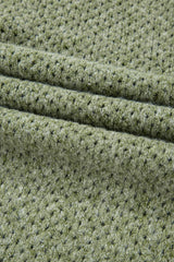 Jungle Green Loose Eyelet V Neck Drop Shoulder Sweater Sweaters JT's Designer Fashion