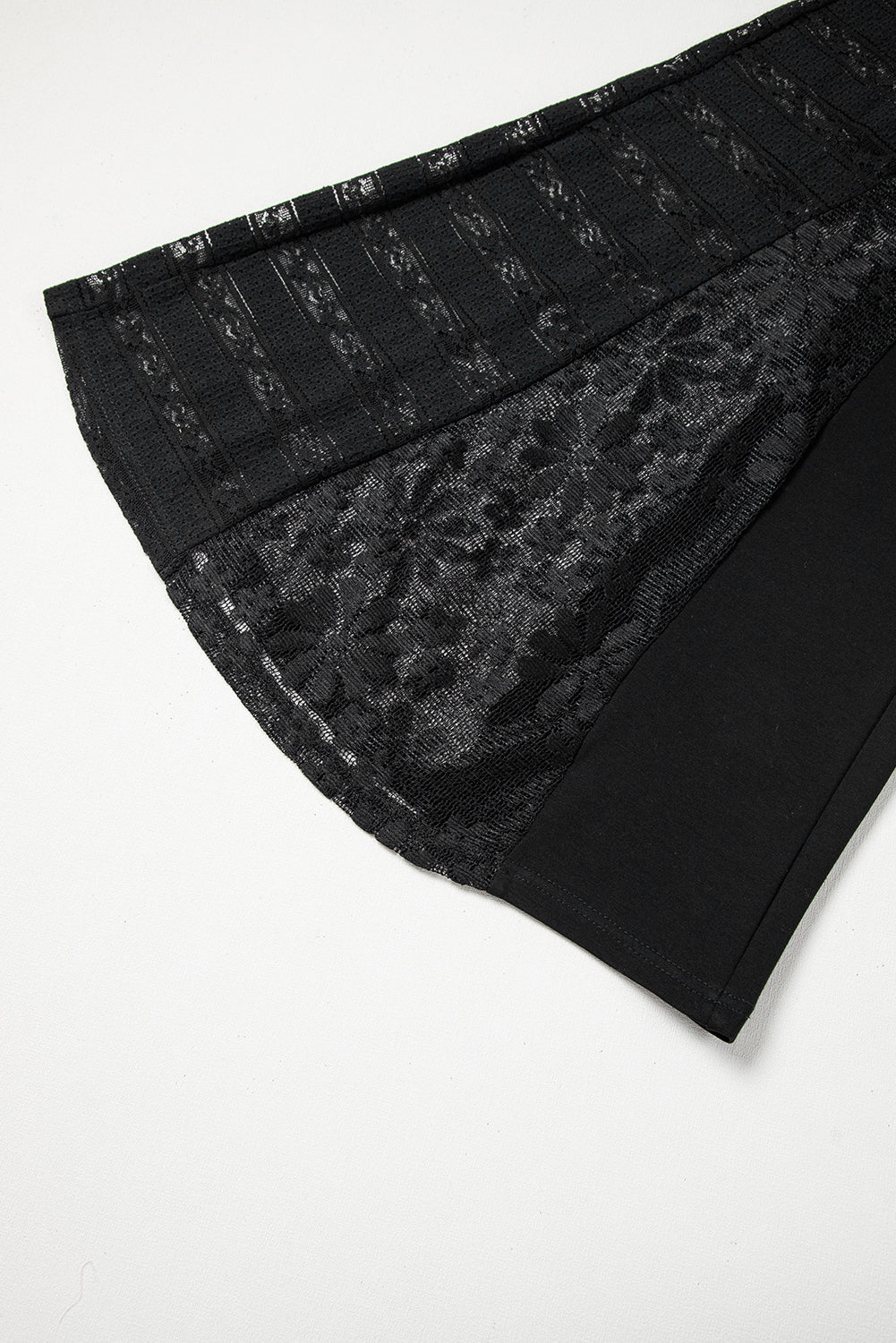Black Boho Lace Patchwork Wide Leg High Waist Pants Pants & Culotte JT's Designer Fashion